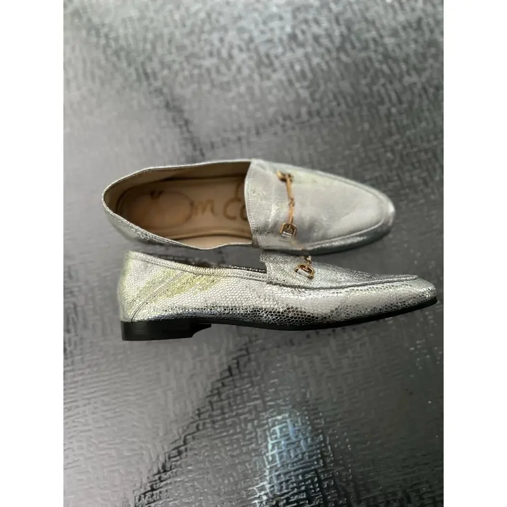 Sam Edelman Loraine Bit Loafers Metallic Silver Gold Hardware Size